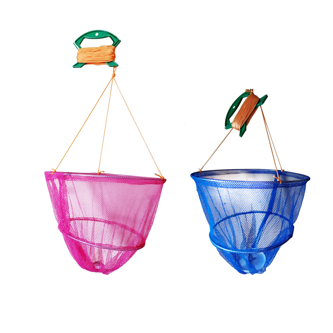 2 X Beach Summer Activity Crab Drop Net for Kids (Pink & Blue)