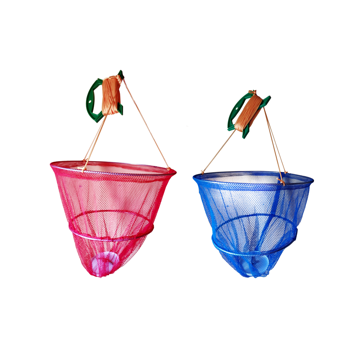 2 X Beach Summer Activity Crab Drop Net for Kids (Red & Blue)